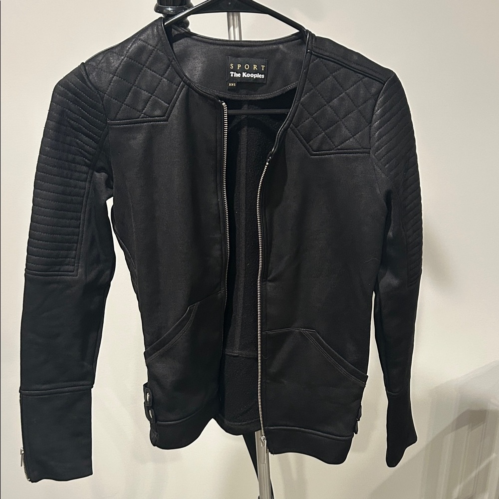 The Kooples Black Quilted Bomber Jacket